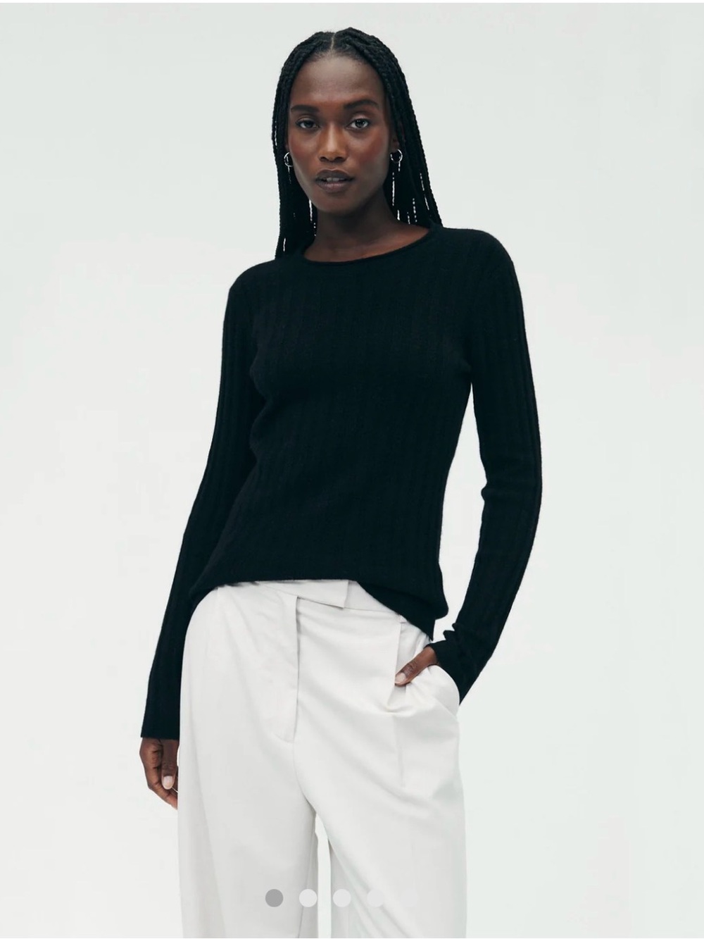 NAADAM Black Ribbed Cashmere 100% Crewneck Sweater - Women